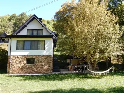 a house with a hammock in front of it at Villa Anja in Pirot