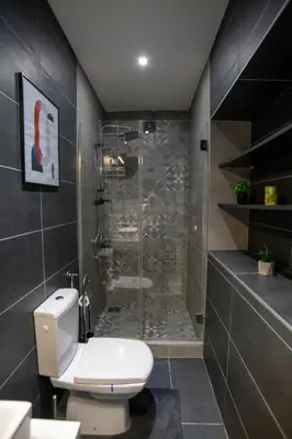 a bathroom with a toilet and a shower at Style and Shine Sunrise Apartment in Niš
