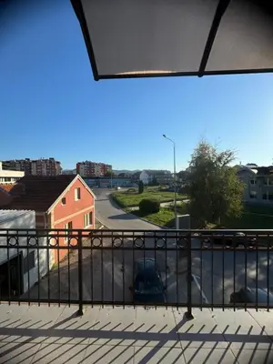 a balcony with a view of a street at Sofi IV in Niš
