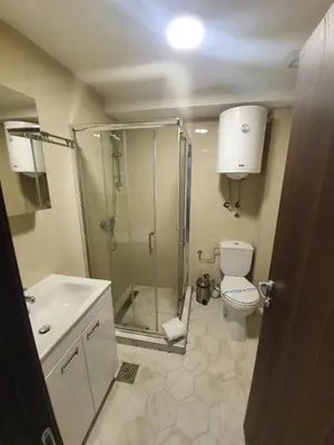 a bathroom with a shower and a toilet at Tri srca - Kraljevi Cardaci in Kopaonik