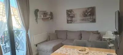 a living room with a couch and a table at Lawa Apartments Kopaonik in Cajetina