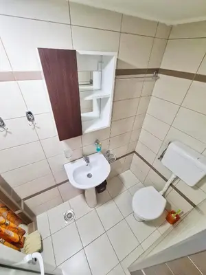 an overhead view of a bathroom with a toilet and a sink at Vila Aleksandra 2 Studio 2 in Soko Banja