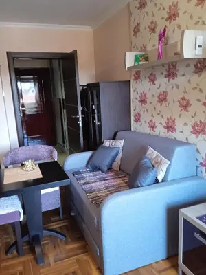 a living room with a couch and a table at apartman Studenička in Vrnjačka Banja