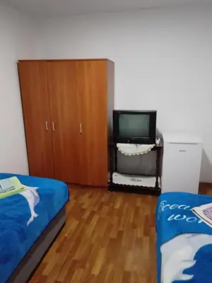 a living room with two beds and a tv at Sobe za izdavanje Nedeljković in Lukovo