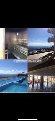 a collage of three pictures of a swimming pool at Nikola Milmari in Kopaonik