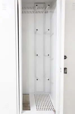 a white bathroom with a walk in shower at Apartman Glečer Vila Bela Reka in Brzeće
