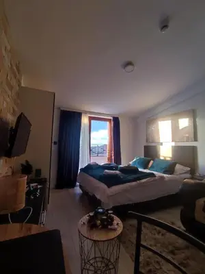 a bedroom with a large bed and a window at Milmari kop in Raška