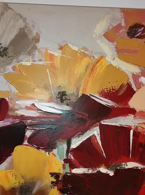 a painting of flowers on a table at CVETIĆ apartman in Zaječar