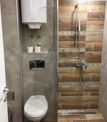 a small bathroom with a toilet and a shower at Milmari GOGA APARTMAN in Kopaonik