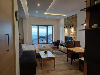 a living room with a bed and a table at View N52A in Kopaonik