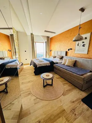 a large living room with a couch and a bed at Silvani Kop NLux67, Milmari Apartments & Spa in Kopaonik
