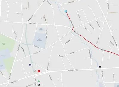 a map of the proposed route of the proposed streetcar at Apartman VRANJANKA in Vranje