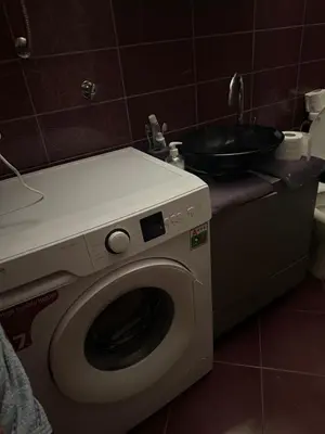a washing machine in a bathroom with a sink at Apartman Teodora in Jagodina