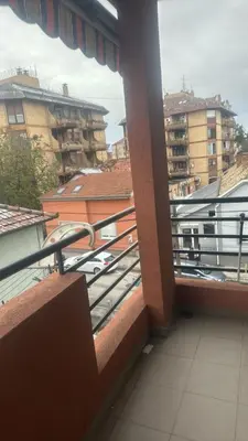 a balcony with a view of some buildings at Apartman Teodora in Jagodina
