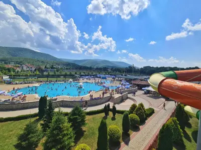 a large water park with a large pool at Vila Aleksandra 2 Studio 5 in Soko Banja