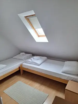 a room with two beds and a skylight at Apartman R&M Kraljevi čardaci in Kopaonik