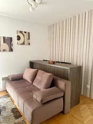 a brown couch in a living room at Apartman Filipovic - Kraljevi Cardaci - Kopaonik in Kopaonik