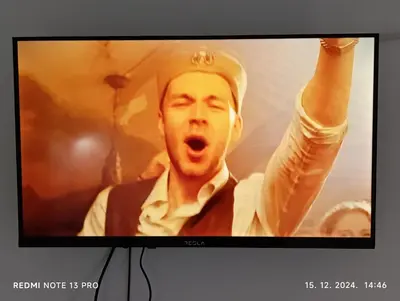 a television screen with a picture of a man at Garfield Family Studio 2 in Soko Banja