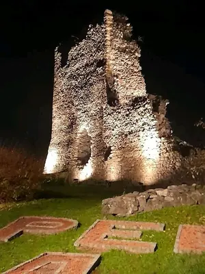 a castle at night with lights on it at Apartman Nataly 2 in Kruševac