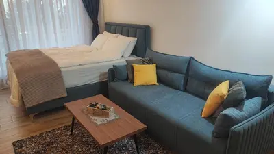 a living room with a couch and a bed at Apartment 12 Kopaonik in Kopaonik
