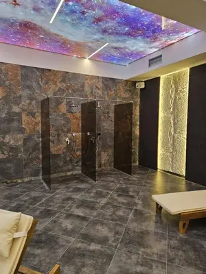 a room with a ceiling with a painting of the universe at Fashion Residence Hill in Kopaonik