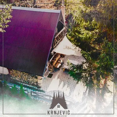 an overhead view of a building with a purple roof at Vila Krnjević Jastrebac in Buci