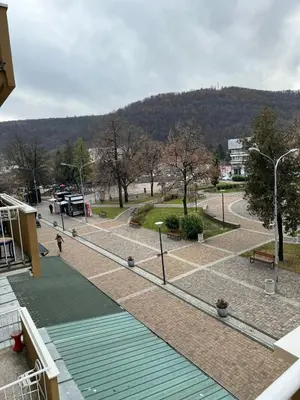 a view of a tennis court from a balcony at Apartman Anastasija in Kuršumlija