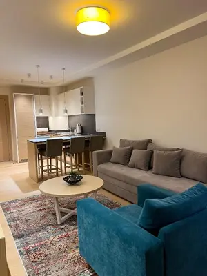 a living room with a couch and a table at Zepterme 509 in Vrnjačka Banja