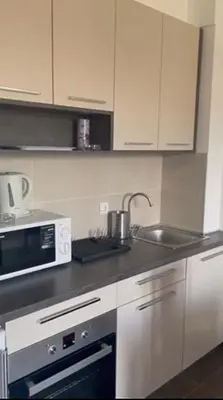 a kitchen with a sink and a microwave at Kraljevi Čardaci apartman Lux 10 in Kopaonik
