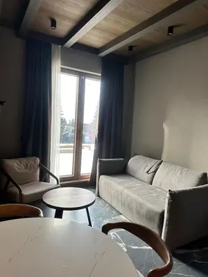 a living room with a couch and a table at Apartman Stotka in Kopaonik