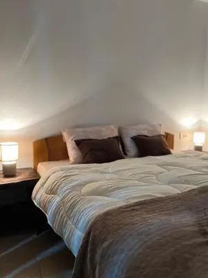 a bedroom with two beds and two lamps at Apartman Vučko in Kopaonik
