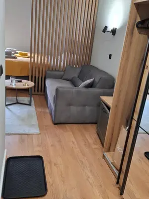 a living room with a couch and a table at TomaR-Gondola in Kopaonik