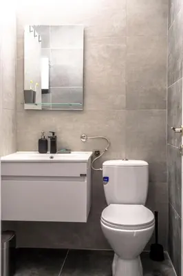 a bathroom with a white toilet and a sink at Studio Bele Staze Central in Brzeće