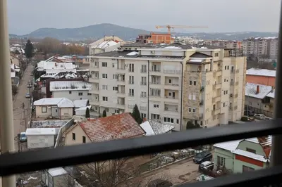 a view from a window of a city with buildings at Stan na dan 2 in Paraćin