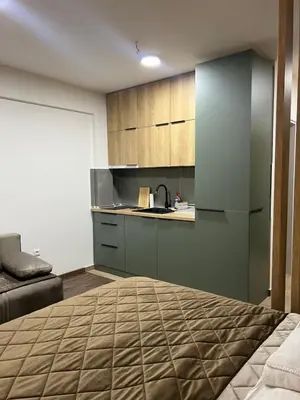 a kitchen with a bed and a sink in a room at President Kop A104 in Kopaonik