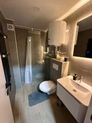 a bathroom with a toilet and a sink and a shower at President Kop A104 in Kopaonik