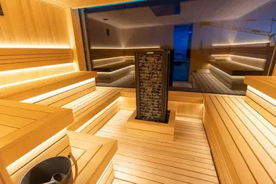 a inside view of a sauna at Apart-Hotel Ariš Kopaonik in Kopaonik