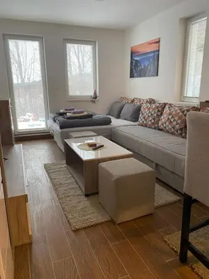 a living room with a couch and a table at Apartment Treska Kop in Kopaonik