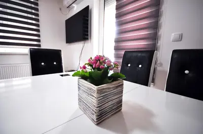 a vase of flowers sitting on top of a table at Apartman Cvetkovic in Vrnjačka Banja