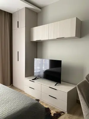 a living room with a tv on a wall at Residence Hill Chill on Kop Apartment in Kopaonik