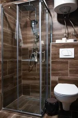a bathroom with a shower and a toilet at Zeleni vrh A03 in Kopaonik