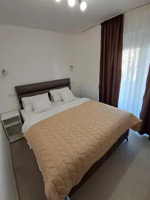 a bedroom with a large bed in a room at Zenit apartmani in Niš