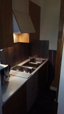 a kitchen with a stove and a sink in it at Vila Nikola 202 centar in Kopaonik