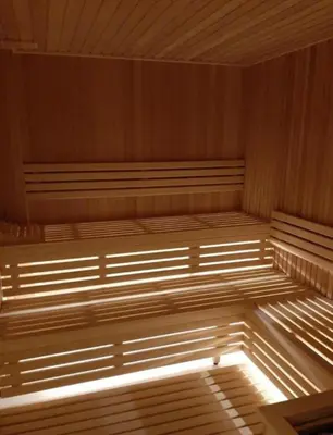 an empty room with wood paneling and light shining in at Nektar 88 Lux in Vrnjačka Banja