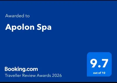 a blue screen with the text applied to a button spa at Apolon Spa Lux in Vrnjačka Banja