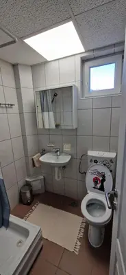 a bathroom with a toilet and a sink at Plavi Dom in Ćuprija