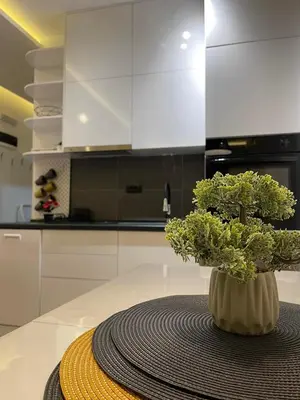 a plant in a vase on a counter in a kitchen at Tontic Lux Residence Hill 54 in Kopaonik