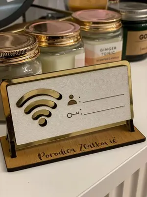 a sign on a counter with a wifi sign on it at Zlatkovic Family in Pirot