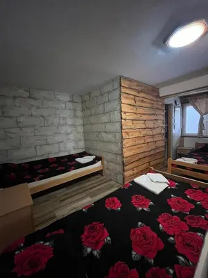 a room with a bed with red roses on it at Apartmani Manojlović in Crni Vrh