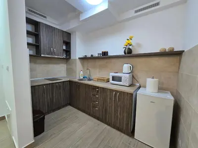 a kitchen with a sink and a microwave at Best apartments 2 in Paraćin